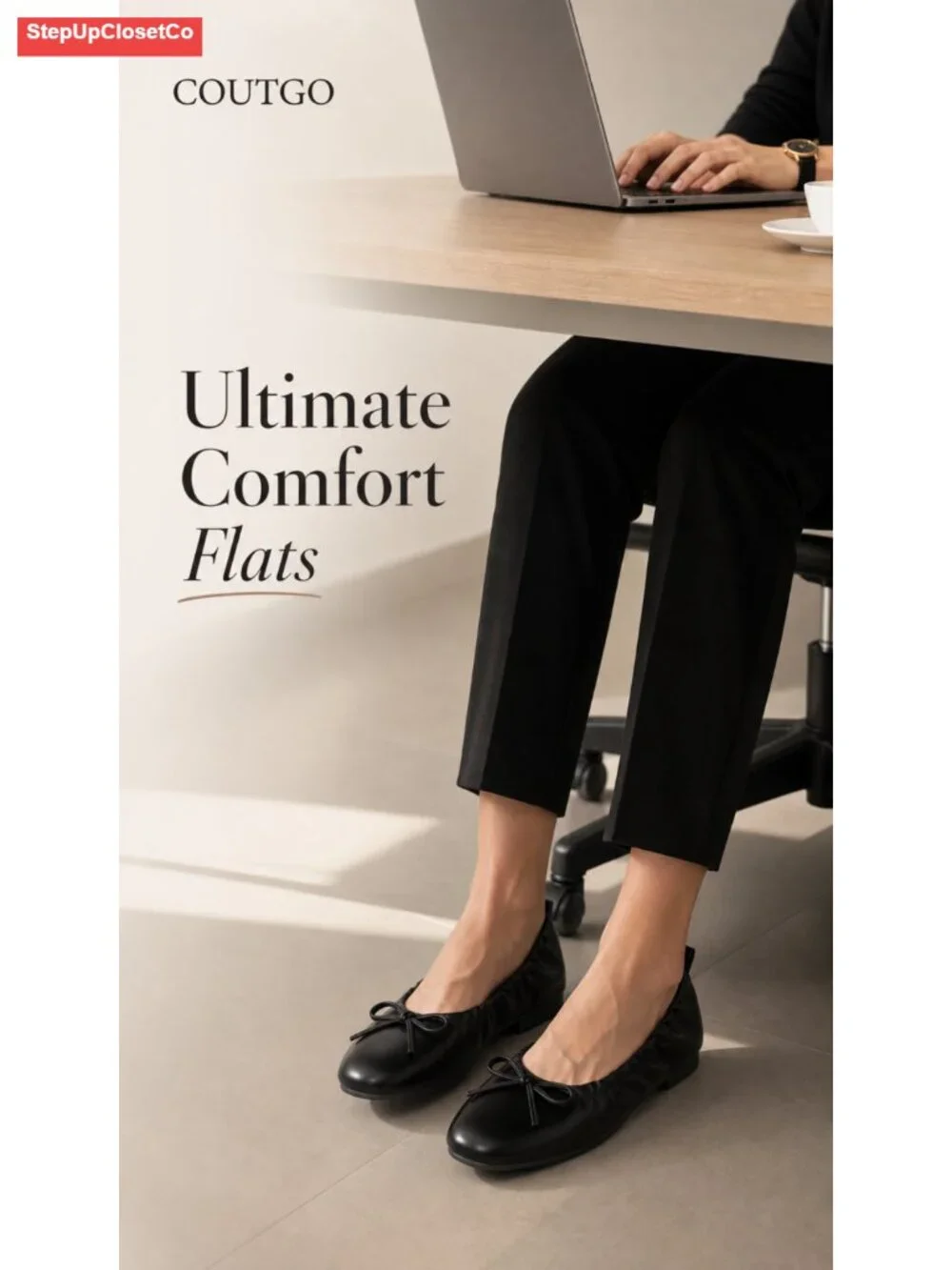 Bow Round Toe Slip On Ballet Flats Comfortable Cushioned Work Shoes